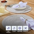 thumbnail image 7 of Two Tone Cotton 15" Round Woven Placemat Sets, 4-Pack Grey, 7 of 7