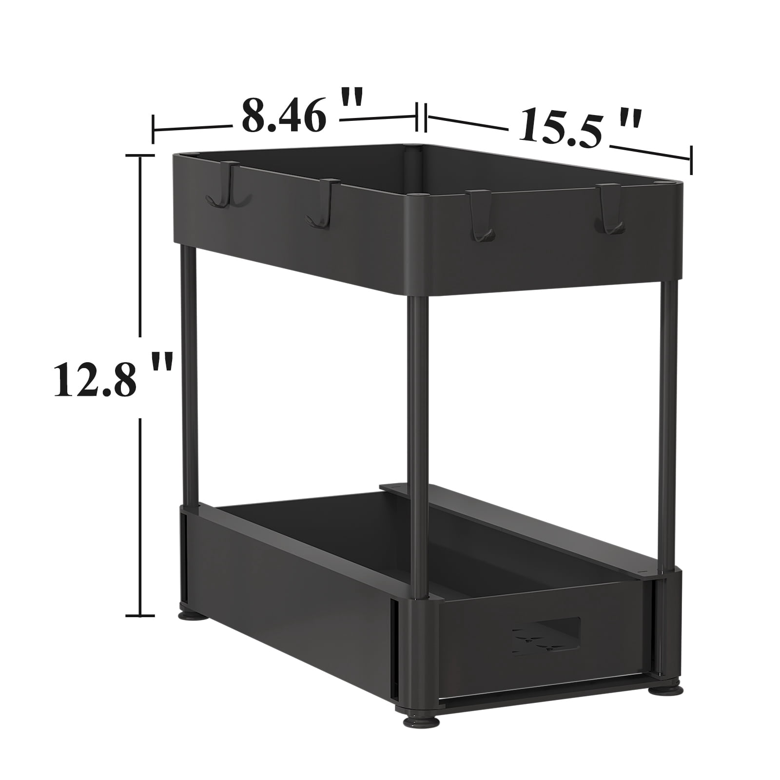 Wisdom Star 2-Pack Under Sink Organizer Set, Slide Out Locking Cabinet with Hooks, 15.75"*8.58"*13.18", Black