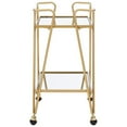 thumbnail image 4 of Linon Mia Metal and Mirrored Mid-Century 2 Level Rolling Bar Cart in Gold, 4 of 9