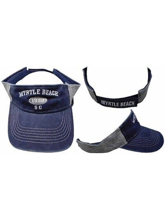 Myrtle Beach 1938 SC Dark Navy Blue Washed Cotton Embroidered Visor Cap Hat