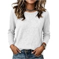 thumbnail image 5 of TEAJOPSUU Women's Pullover Sweatshirts Striped Long Sleeve Crew Neck Sweaters Fall Winter Soft Casual Clothes Loose Fit White, 5 of 7