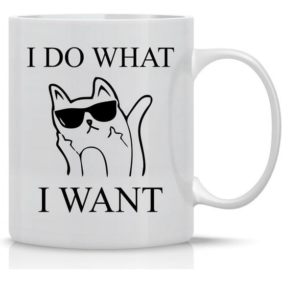 AW Fashions Grumpy Cat Mug - 11oz Coffee Mugs - Cute Pet Cup for Animal Lovers - Cool Themed Cat Mom Gag – Perfect For Christmas and Birthdays - I Do What I Want