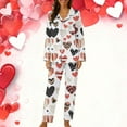 thumbnail image 2 of LYEAA Valentine for Women Pajamas Heart Print Lapel Long Sleeve Button Down Shirt and Pant Sleepwear Holiday Loungewear, 2 of 6