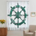 thumbnail image 3 of Green Coastal Sheer Curtains 45 Inches Long, Nautical Summer Vintage Rudder Light Filering Curtains, Breathable Simi Curtain Privacy Drapes for Kitchen Bathroom Lightweight Small Window Treatment, 3 of 9