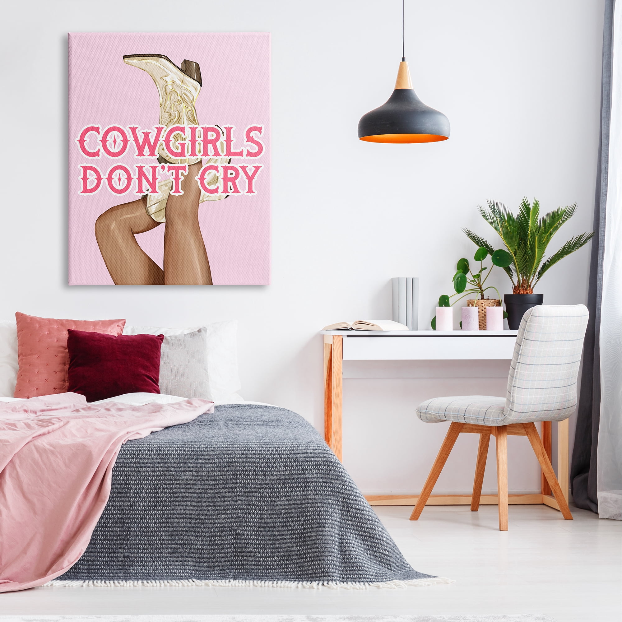 Stupell Industries Cowgirls Don't Cry Phrase Typography Painting Gallery Wrapped Canvas Art Print Wall Art, 36 x 48