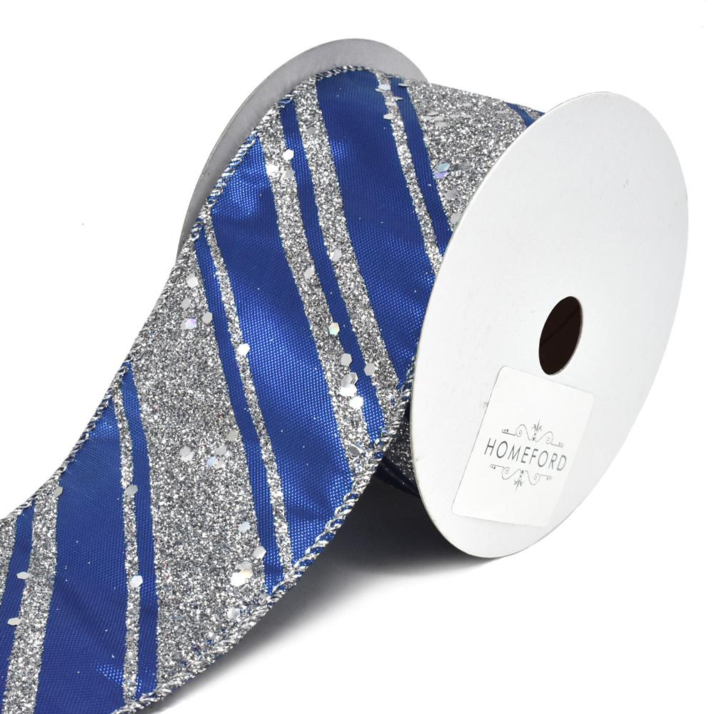 Royal Glitter Stripes Lame Wired Christmas Ribbon, Royal Blue, 2-1/2-Inch, 10-Yard - Walmart.com 