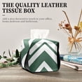 thumbnail image 4 of Green Geometric Lines Tissue Box Cover Leather Square Rectangle Tissue Box Holder for Bathroom Living Room Desk Office Decor, 4 of 7