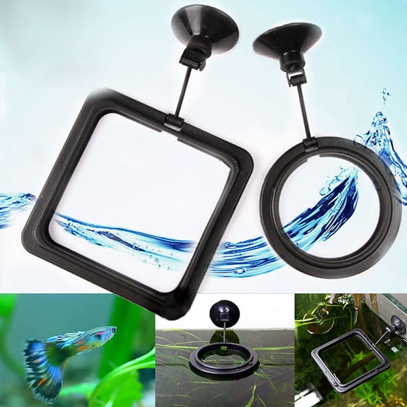 Fish Feeding Ring, Fish Safe Floating Food Feeder Circle Blue, Feeding Aquarium Fish Tank ,with Suction Cup Easy to Install Aquarium, Square and Round Shape Fish Tank Towels - for Guppy, Goldfish
