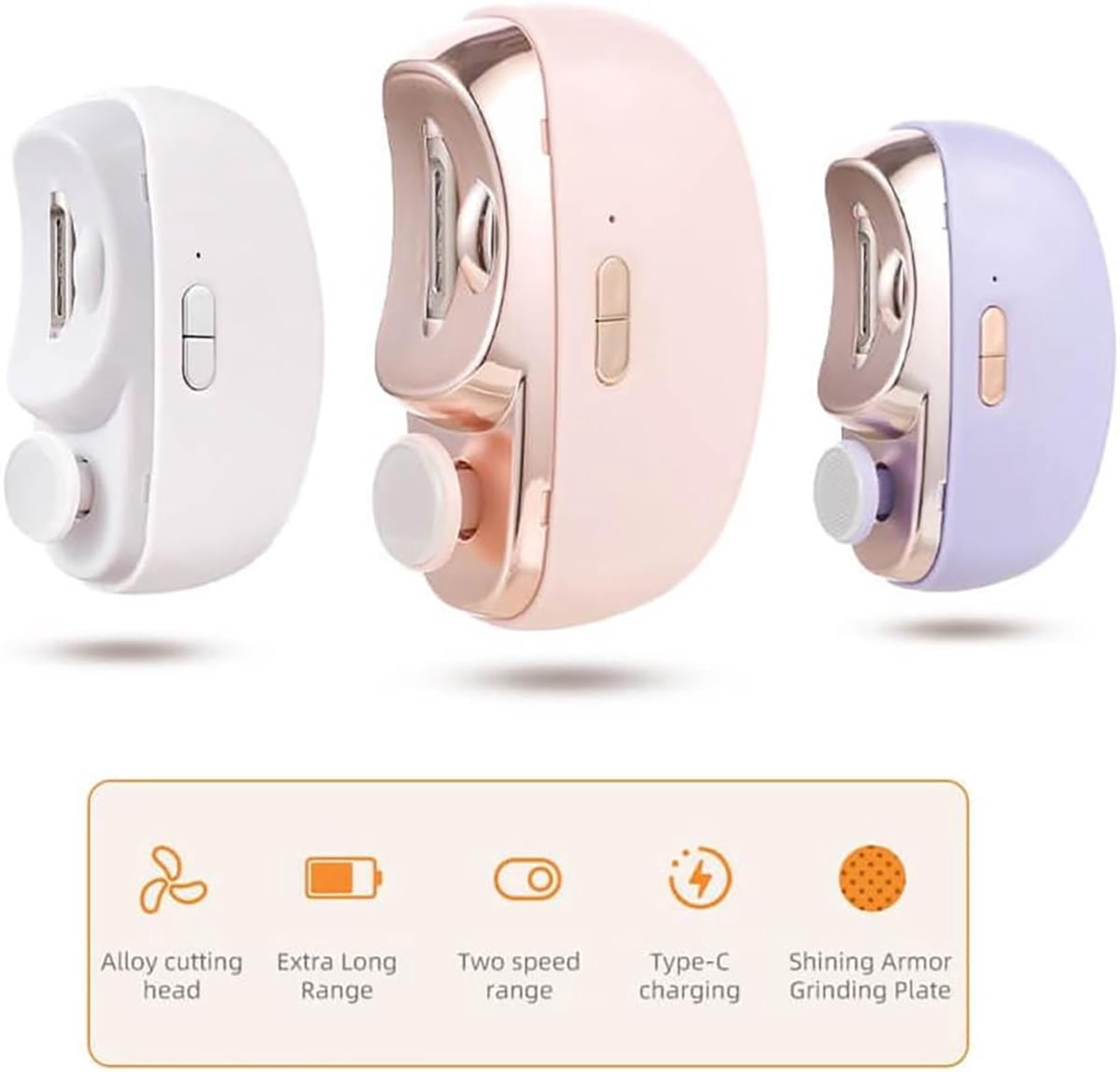 2025 New 3 in 1 Automatic Electric Nail Clipper with Polishing, Electric Nail Trimmer for Seniors Adults Baby, Electric Nail Clippers Nail File with Clip Storage & LED Light Purple