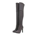 thumbnail image 2 of Bnwani Women Boots Footwear Fall Winter Pile Knee-High-Heel Knee-High Elastic Suede Boot Gray Size 9, 2 of 6