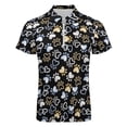 thumbnail image 4 of Heart Paws on Black Men Zipper T-shirt Summer Casual Short Sleeve T-shirt Top, 4 of 7