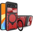 thumbnail image 1 of KOMI for Google Pixel 9 Pro XL Case with Metal Ring Stand & Slide Camera Cover for Pixel 9 Pro XL Phone Case Magnetic Military Grade Shockproof Heavy Duty Rugged Protective Cover (Red), 1 of 5