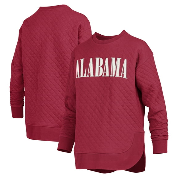 Women's Pressbox Crimson Alabama Crimson Tide Quilted Long Sleeve Pullover Sweatshirt