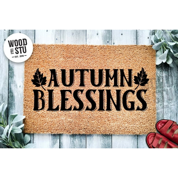 Autumn Blessings Door Mat | Fall Doormat | Welcome Mat | Fall Leaves Door Mat | Fall Autumn Decor Gift | Home Doormat | Custom Doormat