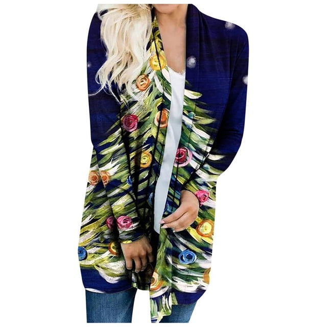 Veste Légère pour Femmes Cardigan à Manches Longues Cardigan de Noël Pulls Veste Grande Taille