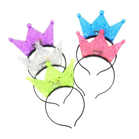 

5pcs Creative Headband LED Shining Headband Crown Headwear for Girl Kid Child (Purple+Pink+White+Blue+Green)