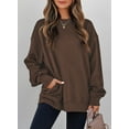 thumbnail image 5 of Eytino Sweatshirts for Women Oversized Sweatshirt Fall Long Sleeve Tops Casual Crewneck Sweatshirts with Pockets Brown, 5 of 11