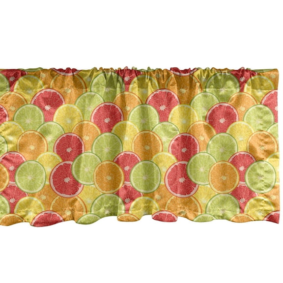 Ambesonne Colorful Valance Pack of 2, Orange Lemon Fruits, 42"X18", Multicolor