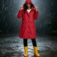 thumbnail image 3 of Zpanxa Womens Winter Jackets Long Hooded Waterproof Raincoat Striped Lined Lightweight Windbreaker Outdoor Jacket with Pockets Casual Travel, 3 of 7
