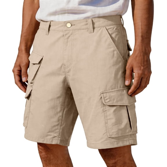 Dresfit Cargo Shorts for Men Big and Tall Baggy Shorts 2026 Summer Elastic Waist Work Carpenter Shorts Open Bottom Loose Fit Hiking Short Pants Khaki