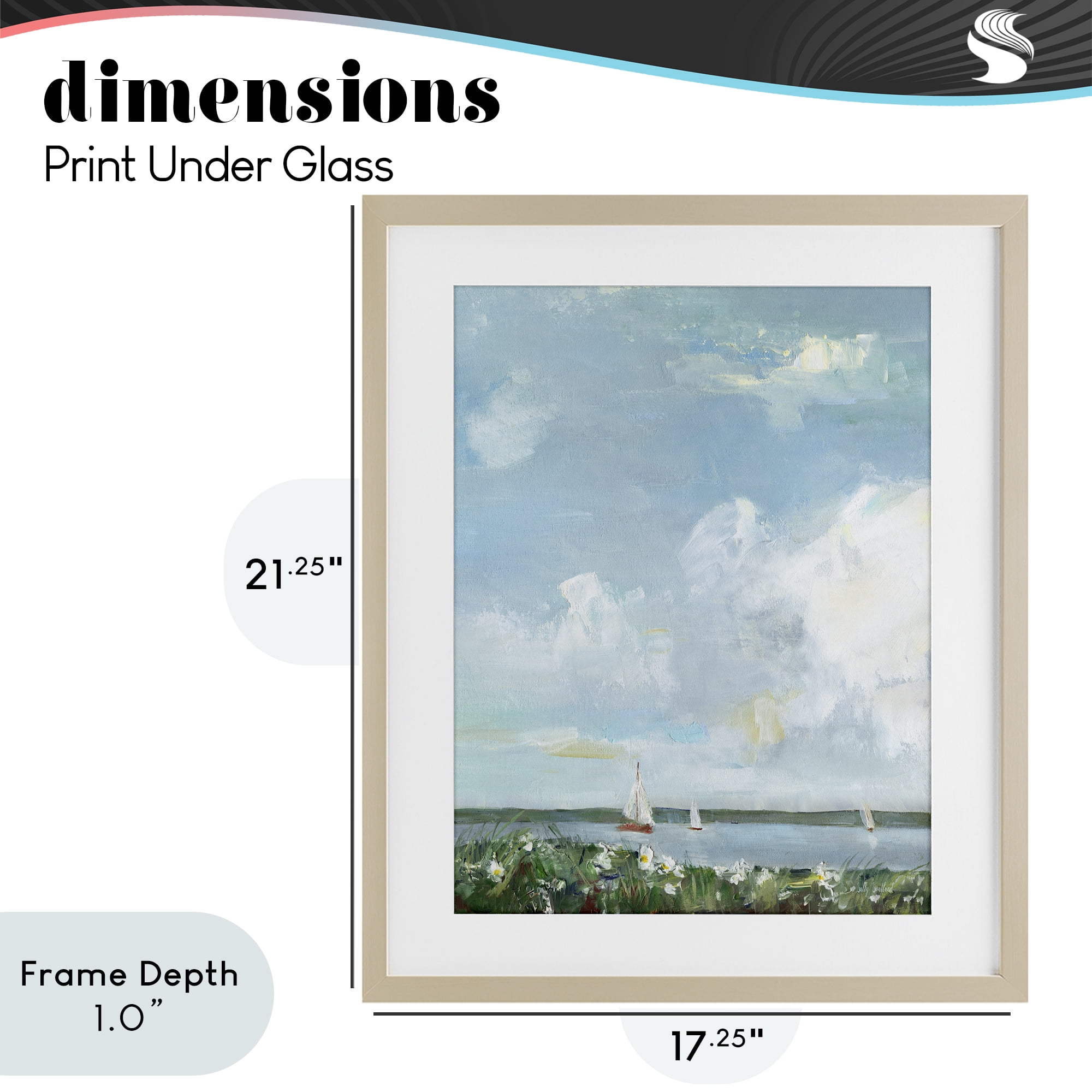 Stupell Industries Seaside Sailing Under Clouds Birch Framed Print Under Glass, design by Sally Swatland