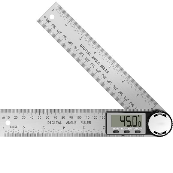 Digital Angle Finder Protractor, Digital Protractor 7 Inch 200 mm Stainless Steel Angle Measuring Tool with LCD Display for Carpenter Woodworking, Battery Included