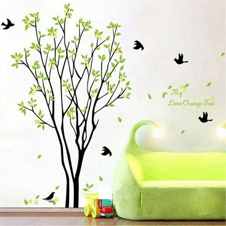 Tree Of Life Wall Mural Tree Bird Removable Vinyl Quote Wall Sticker Decal Mural DIY Art Home Room Decor,Finish Size 47''x39'' ()