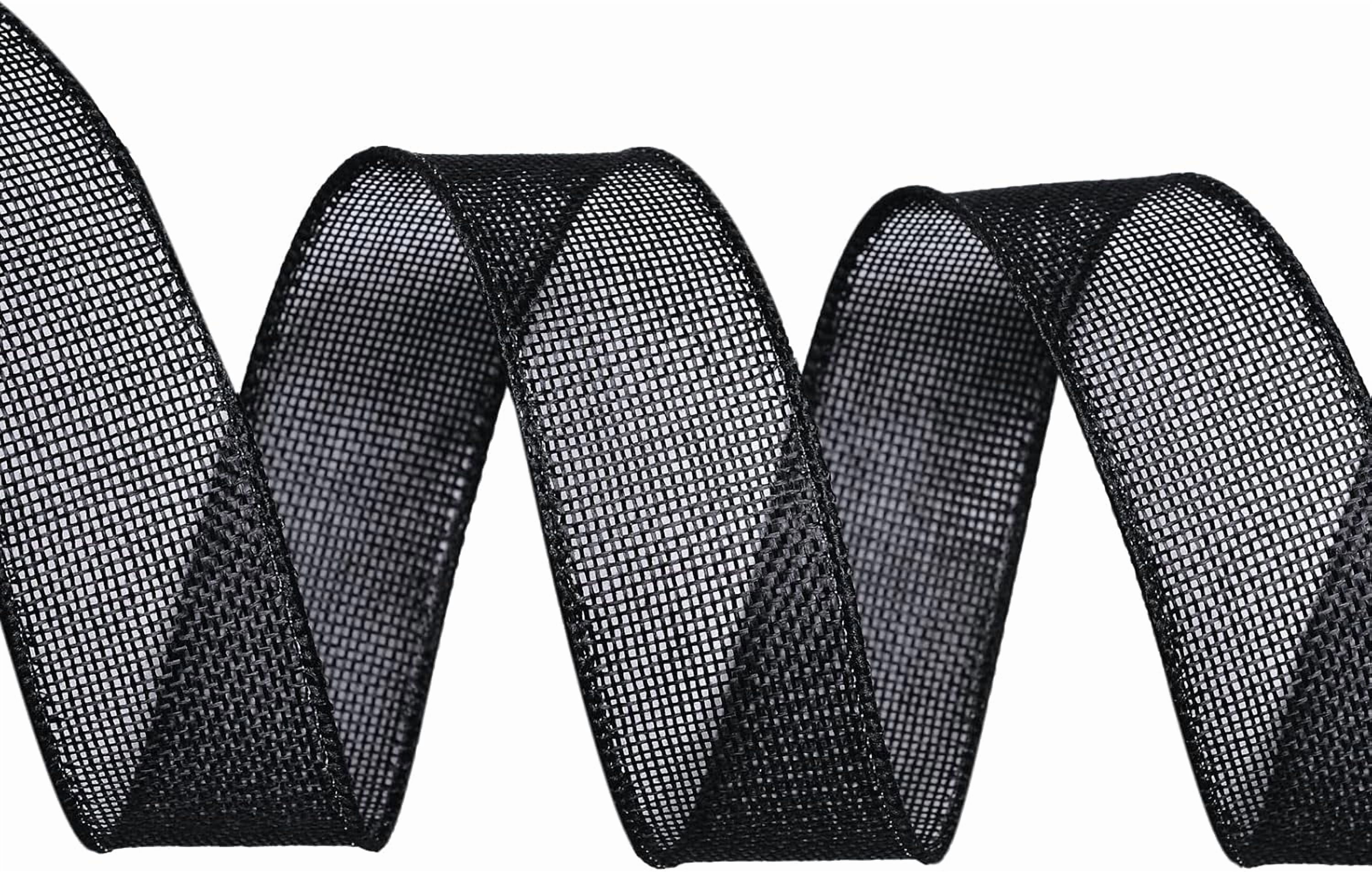 Burlap Black Wired Ribbon, 1 1/2 inch 10 Yard, Jute Ribbon for Decoration Bows Craft Gift Wrapping Wreath Sewing