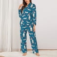 thumbnail image 2 of Disketp Festive Dachshund Fun Pajamas Set Long Sleeve Sleepwear Womens Button Down Nightwear Pj Sets-{designName}-Medium, 2 of 7