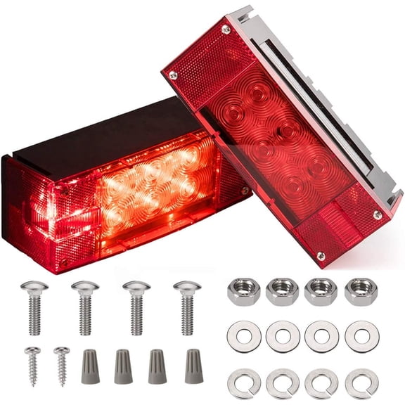 CZC AUTO 12V LED Low Profile Submersible Rectangular Trailer Tail Light, 2 Pieces for Boat Trailer