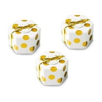 TAILTOSS 50Pcs Golden Hexagon Wedding Candy Box 1.9x1.2x1in Mini Hollow for Sweets