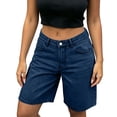 thumbnail image 4 of vdgthytj Jean Shorts Women Summer Wide Leg Mid Waist Baggy Streetwear Casual Denim Bermuda Shorts with Pockets, 4 of 7
