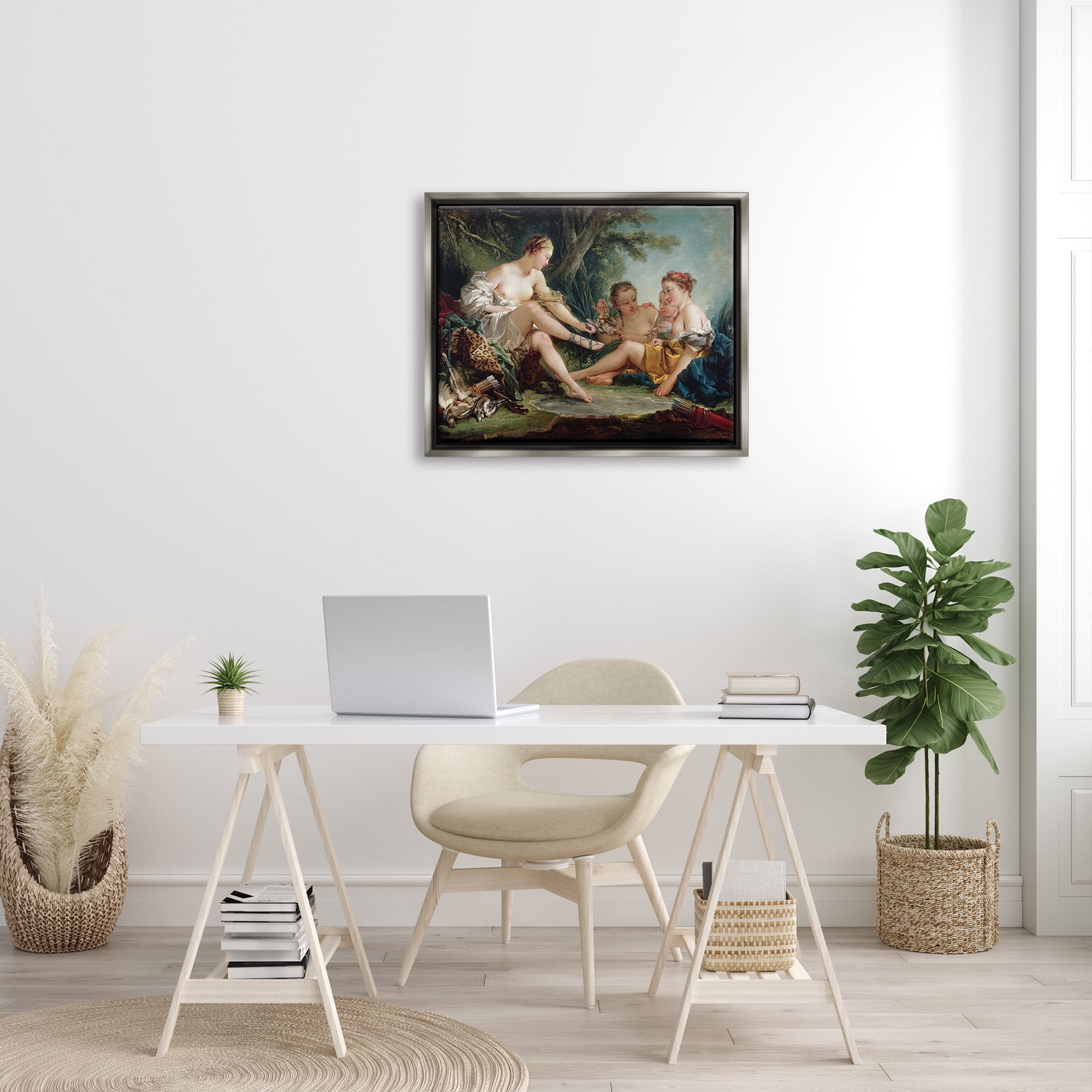 Stupell Industries Diana After the Hunt Francois Boucher Classic Painting Painting Luster Gray Floating Framed Canvas Print Wall Art, Design by one1000paintings