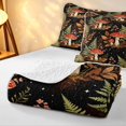 thumbnail image 4 of Homewish Wild Mushroom Quilt Full,Botanical Fungus Plant Full Bedspread Sets,Black,Black Reversible,3 Pieces, 4 of 7