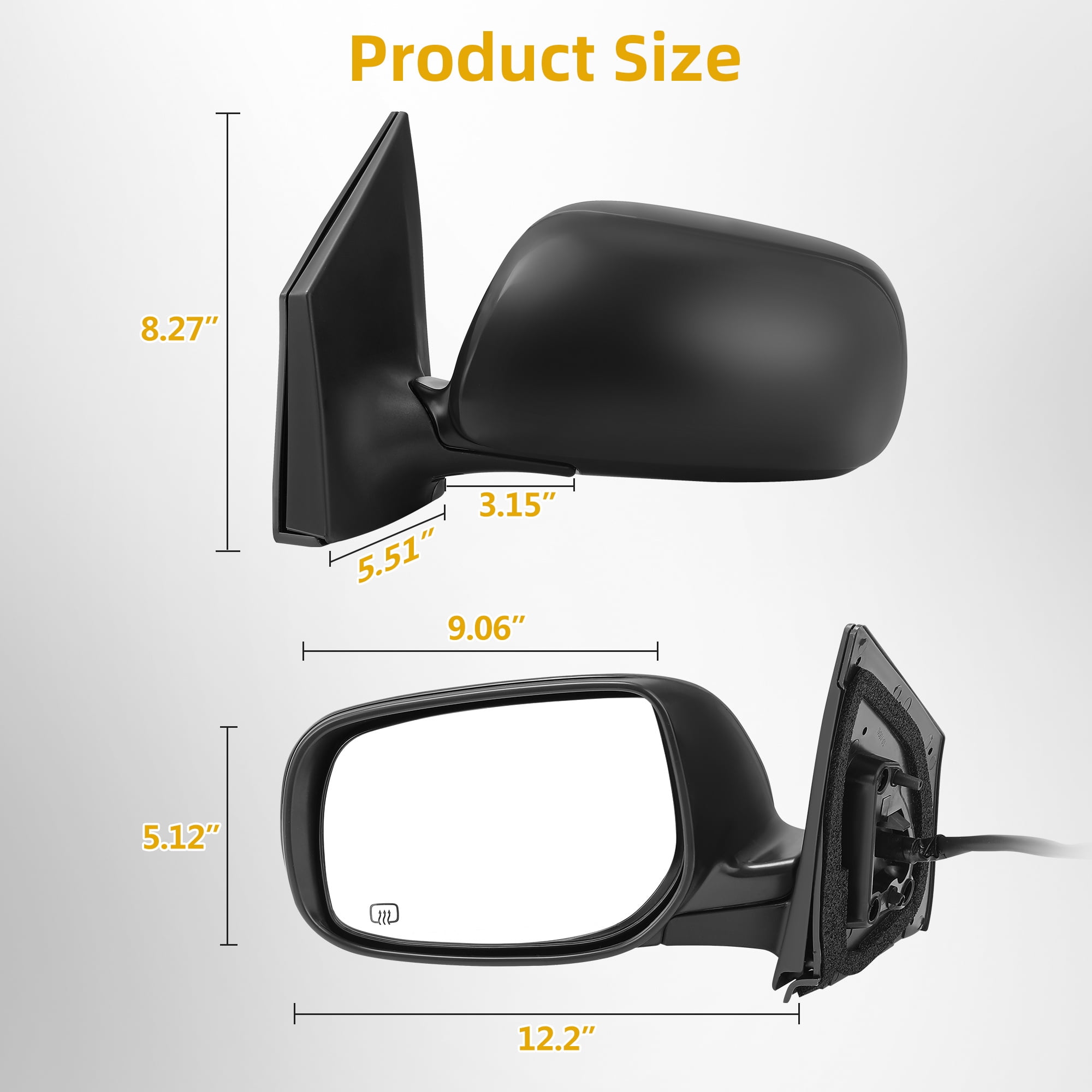 LEDKINGDOMUS Left Driver Side Power Heated Mirror Compatible with 2009 2010 2011 2012 2013 Toyota Corolla, Manual Folding Black Door Mirror (9.06" x 5.12")
