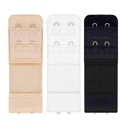 

Knosfe 2 Hook 2 Row Stretchy Bra Extender for Women Comfort Soft Bra Extension Strap Pack of 3 Free Size