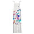 thumbnail image 4 of Dyegold Jumpsuits for Women Casual, Dressy Jumpsuits for Women Fashion Comfy Summer Trousers Feather Print Loose Square Neck Sleeveless Rompers Overalls, 4 of 6