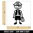 thumbnail image 2 of Stick Figure Boy Halloween Pirate Self-Inking Rubber Stamp Ink Stamper - Pink Ink - Small 1 Inch, 2 of 7