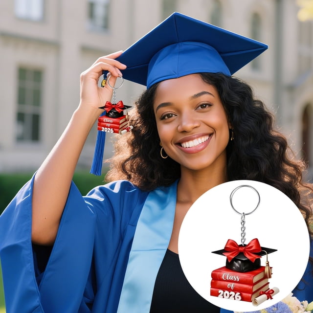 3Pcs Class Of 2026 Keychain, Vacemry Class Of 2026 Graduation Keychain, 2D Acrylic Read Stack Graduate Keyring, Fake Read Stack Keychain for Grad Gift, Teen Graduation Keepsake for Backpack Purse