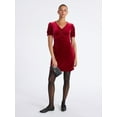 thumbnail image 2 of Time and Tru Women's Velvet Mini Dress with Puff Sleeves, Sizes XS-XXXL, 2 of 5