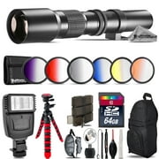 500mm Telephoto Lens for Nikon D3100 D3200 + Flash + 72 Monopad - 64GB Kit