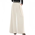 thumbnail image 2 of Dwellite Womens Wide Leg Trousers 2026 Elastic High Waisted Dress Pants Pleated Slacks Flowy Business Work Palazzo Pants Beige L, 2 of 7