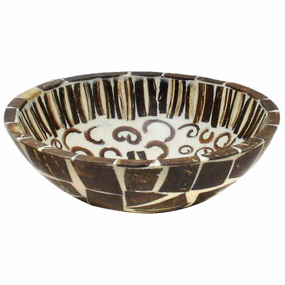 5" Brown and White Cinnamon Flower Shaped and Scented Handmade Bowl