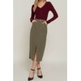 thumbnail image 3 of FashionStream Women's Relaxed Fit Corduroy Pencil Skirt Long Green, 3 of 5