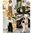 thumbnail image 5 of CASSIE LIZ Womens Plus Size Pants 2X Summer Wide Leg Green Palazzo Pants Lounge Ladies Casual Drawstring Fall Pants with Pocket 2XL 18W 20W, 5 of 7