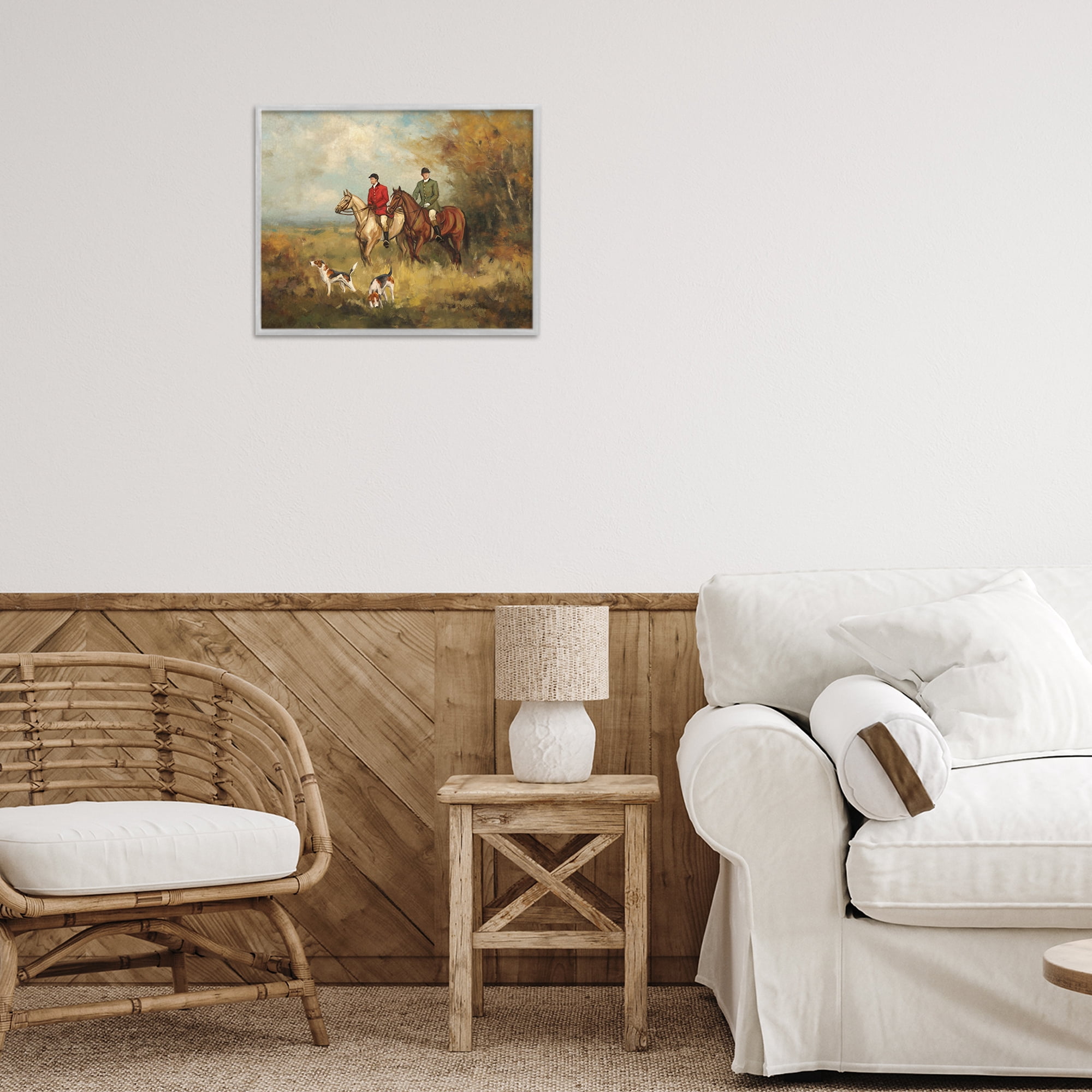 Stupell Industries Autumn Riders with Hounds Gray Framed Giclee Art, design by Ziwei Li