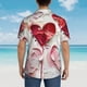 thumbnail image 4 of Balery Textured Heart Abstract Art Camisas hawaianas de manga corta para hombre, camisas playeras de corte holgado, camisas de vacaciones con botones,3X-Large, 4 of 7