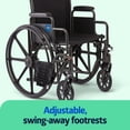 thumbnail image 4 of Medline Comfortable Folding Wheelchair with Swing-Back Desk-Length Arms and Swing-Away Footrests, 20" W x 16"D Seat, 4 of 6