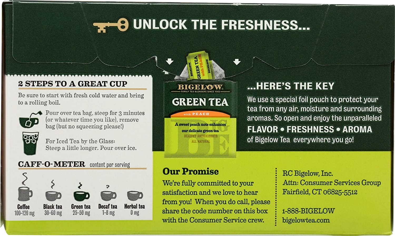 Bigelow Tea Green Tea Peach -- 20 Tea Bags Pack of 3