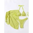 thumbnail image 3 of SEARIPE Women 3 piece Swimwear Halter Triangle Bikini Swimsuit With Beach Skirt Yellow M, 3 of 6